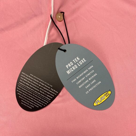 Greg Norman Polo Shirt Men's Large Pink Protek Micro Luxe Solid PlayDry Slit - Picture 13 of 16